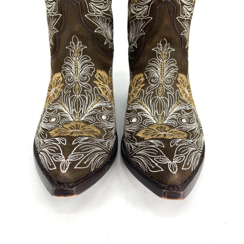 ✨Old Gringo Brown Leather Embroider Tan Butter Yellow Floral Heel Boot 6.5 Rodeo - Picture 8 of 16